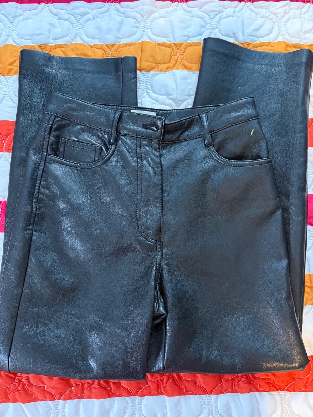 Wilfred Black Faux Leather Straight-Leg Pants